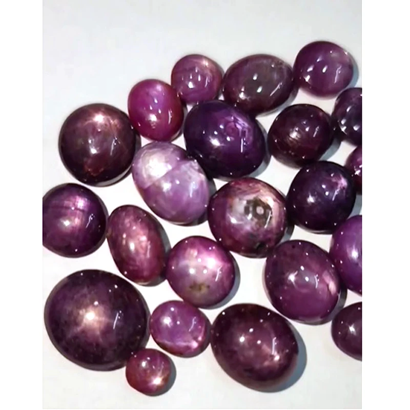 24 Pcs of Natural Star Ruby 6mm to 13mm Oval Cabochon 155 cts lot Iroc Sales commercial quality Star Ruby Oval Loose Gemstone