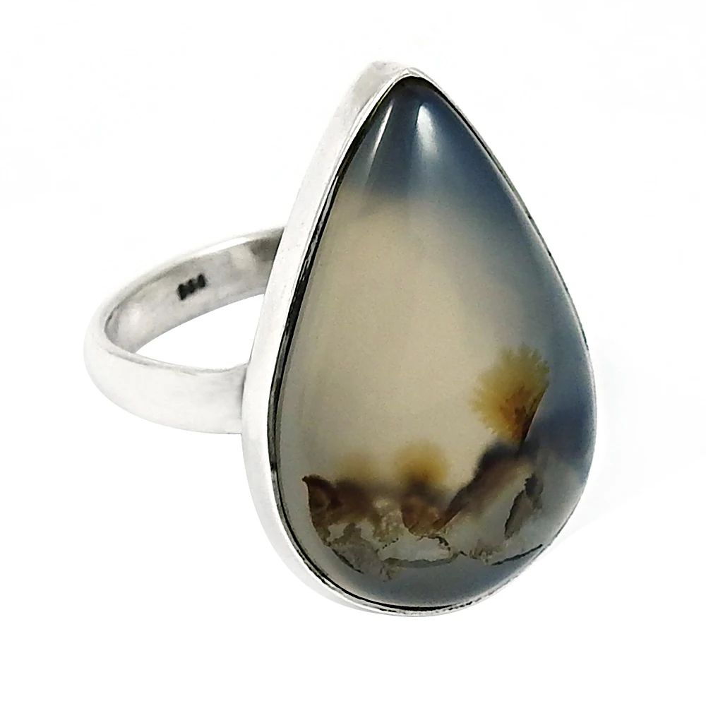 High Quality Wholesale Price 925 Sterling Silver Natural Montana Gemstone Pear Shape Ring Handmade Jewelry Wholesale Suppliers