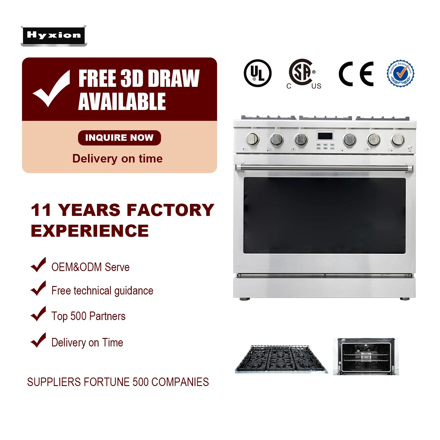 Hyxion Smart kitchen Oven Multifunctional smart oven 4 burner cooker 4 burner standing cooker stove convection Gas Range