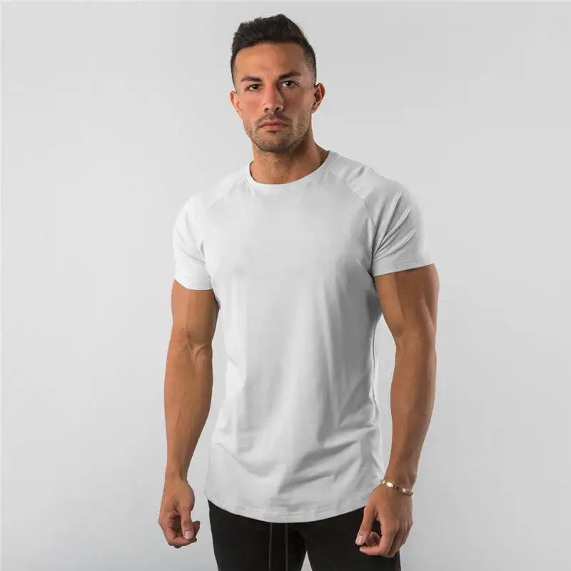 New Arrival Training Wear Mens Slim Muscle Fit Gym Short Slevve Running Sportswear Tee Shirt Men Cotton