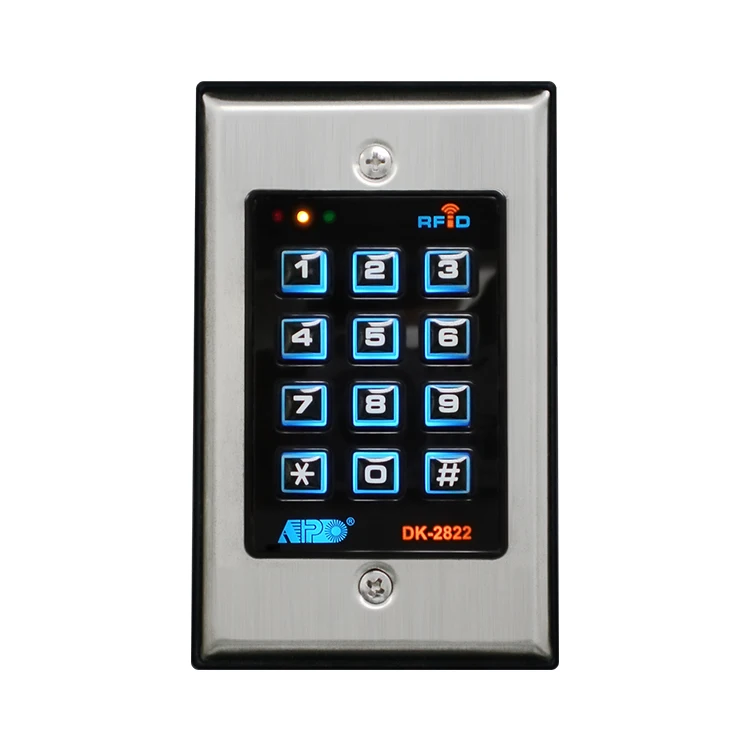 DK-2822A Metal Plate Wiegand Access Controller Keypad with EM Card Reader & Alarm Output LED Backlit US Gang Box Surface Mount