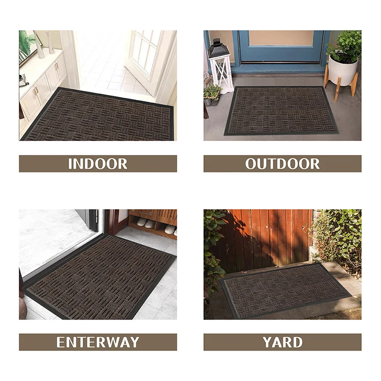 tural Rubber Door Mat  Waterproof Low Profile Heavy Duty Welcome Doormat for Indoor and Outdoor Easy Clean  Rug Mats for Entry