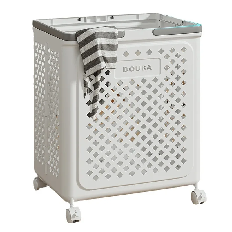 Foldable household bathroom large capacity laundry basket cart dirty clothes basket