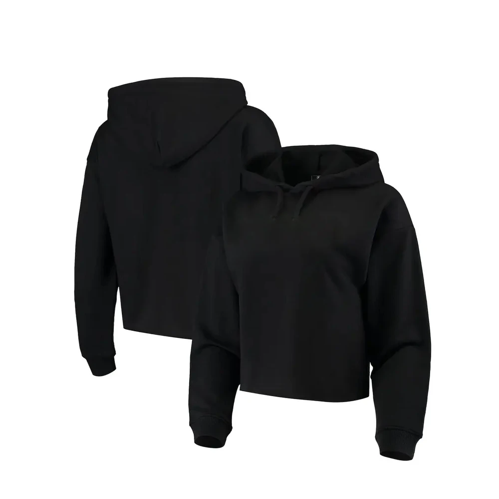 Custom Crop Top Oversized Women 100% Heavy Cotton crop Hoodies No Pockets Puff Letter Print Cropped Hoodies