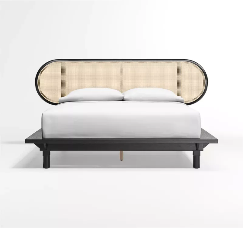 Hot Sale New Arrival 100% Indonesia Original Luxurious Classic Modern Wood Combined With The Rattan Cane Wicker Bed