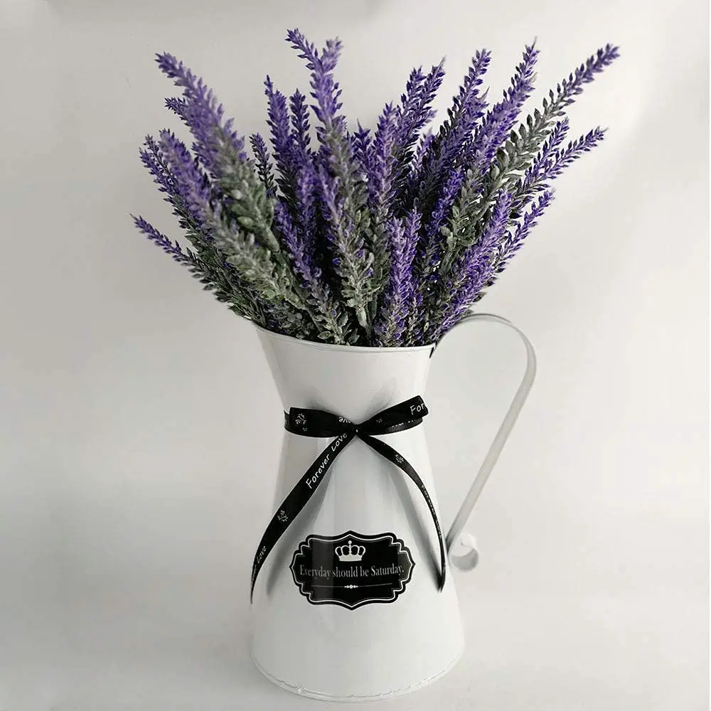 Galvanized Metal Pitcher Flower Vase Rustic Style Jug Flower Holder For Artificial Flowers Home & Garden Decor