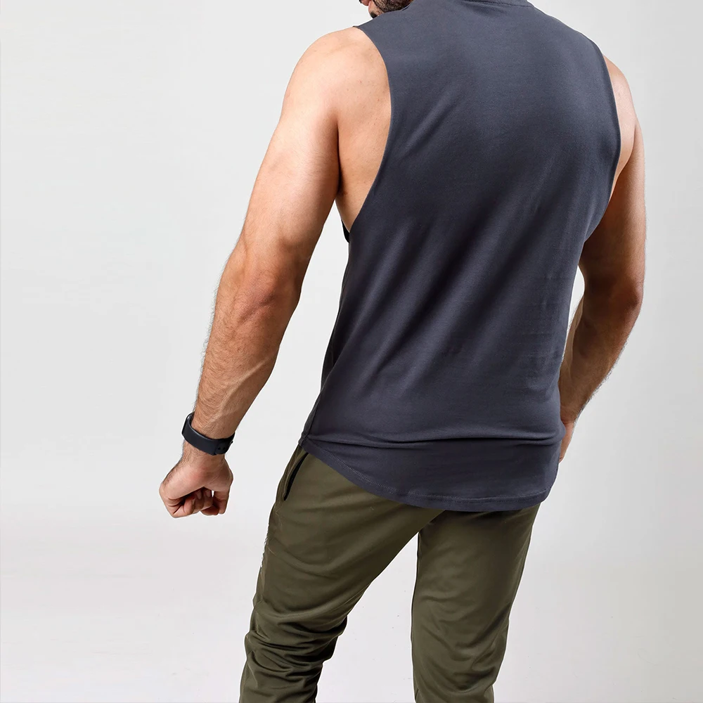 Manufacture Custom Logo Men Cotton Hollow Tank Top Sleeveless Fitness Wear Workout Men Gym Vest For Summer