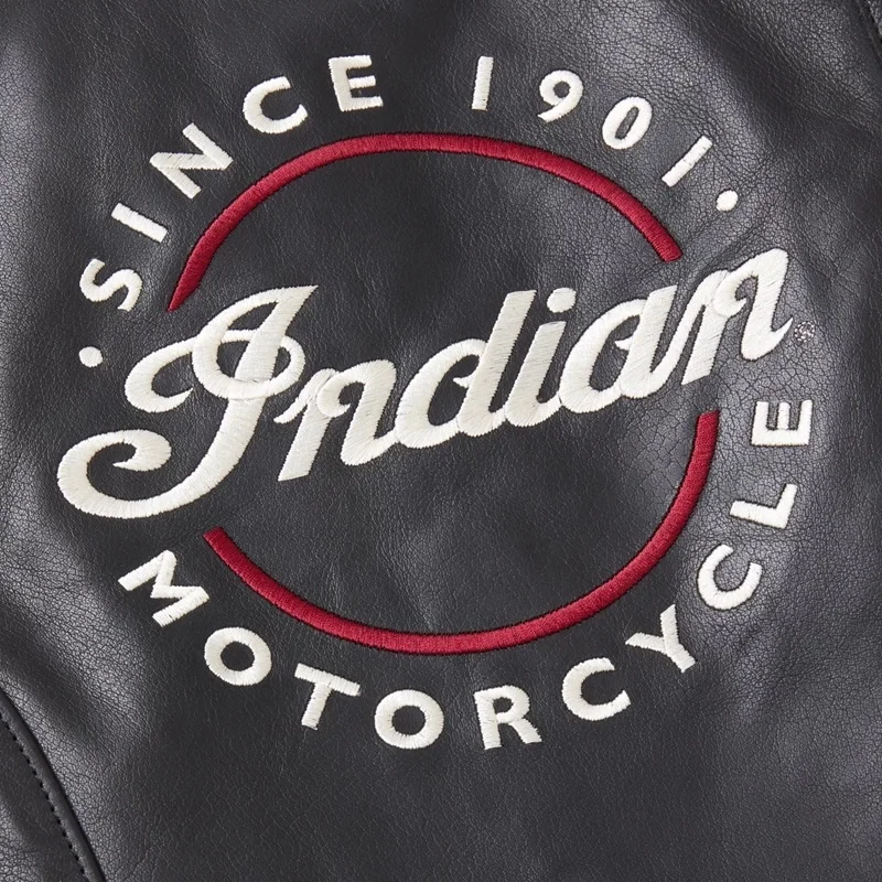 Mens Biker Leather Vest Black for Indian Motorcycles Vest in Stock Classic Red American Custom Motorcycle 1901 Riders Clothing