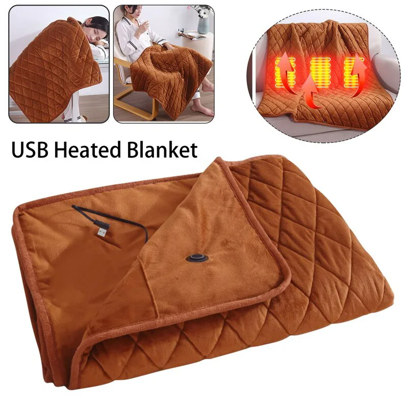 Electric Heated Blanket Winter Large Warm Blanket Wearable 5V USB Powered By Power Banks Bed Warmer Blanket