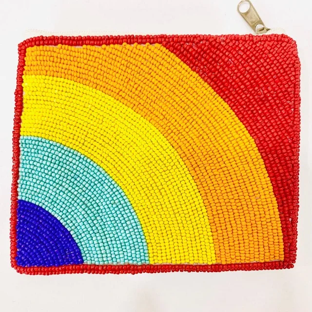 2022 Lowest Price Hot Selling Indian Handmade Acrylic Beaded Quilted MOM Design Mini Coin Purse Pouch for Women
