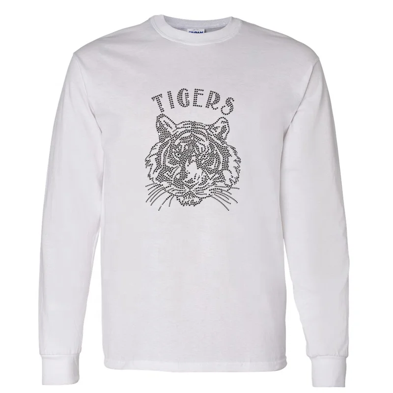 New Arrivals Tiger Hot Fix Iron On Rhinestone Transfer Thermal Transfer Design Rhinestone T-Shirt