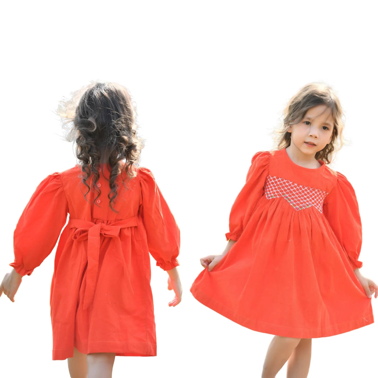 New Arrivals Wholesale Smock Christmas Dresses For Kids Little Girls Sleeves Girls Party High Quality Clothes Baby Girl OEM ODM