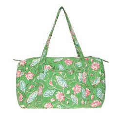 Hand Block Printed Cotton Beach Bag Quilted Large Gypsy Tote Purse Bohemian Carry shoulder bag