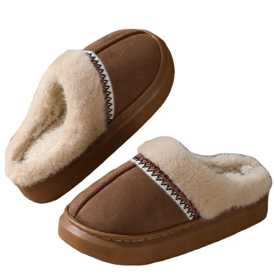 soft slippers plush closed toe slipper and fashionable cotton indoor slippers