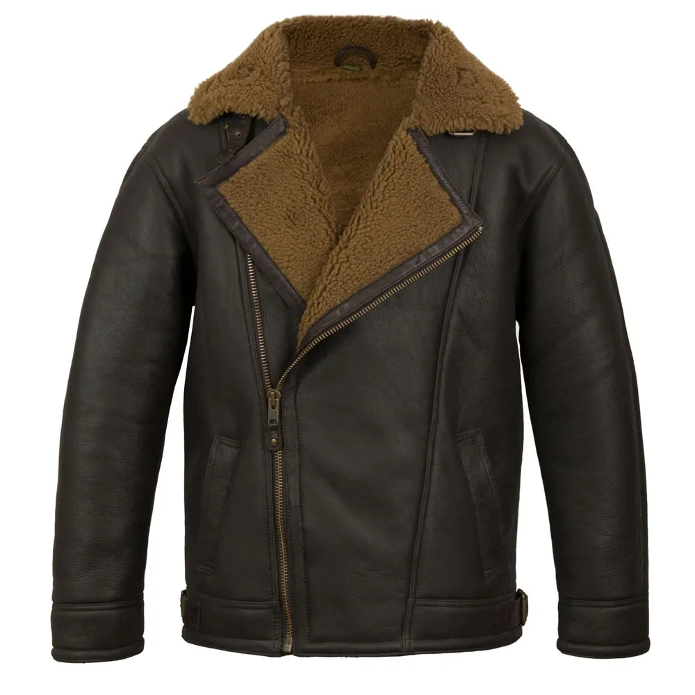 Men Sheepskin Dunkirk Shearing Bane Aviator Fur Bomber Leather Jacket Men Flight Warm Filling Winter for men jacket