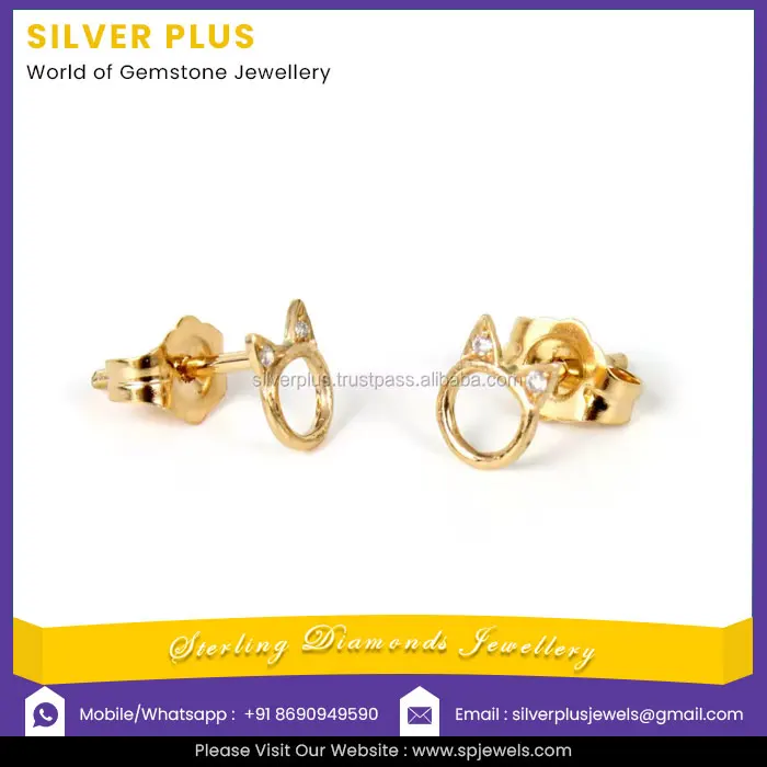 18k Yellow Gold Real Diamond Stud Earrings, This Earrings Available in All Three Gold Rose / Yellow / White