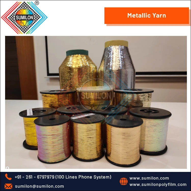 Highly in Demand Top Most Selling Low Twisted M-Type Metallic/ Polyester Yarn for Weaving from India Origin Dealer