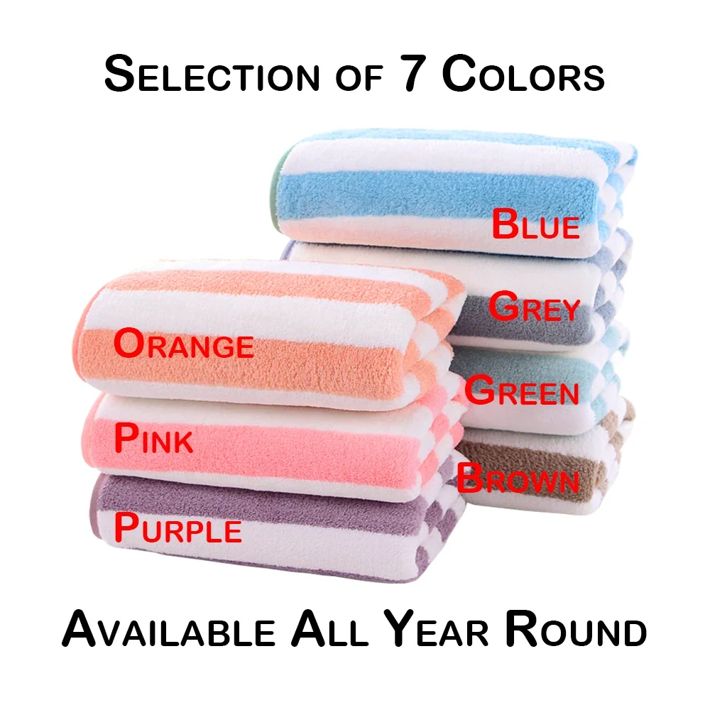 Best Value for Money Cabana Stripe Beach Towel Coral Fleece Made From Dyed Microfiber Yarns by Direct Microfiber Manufacturer