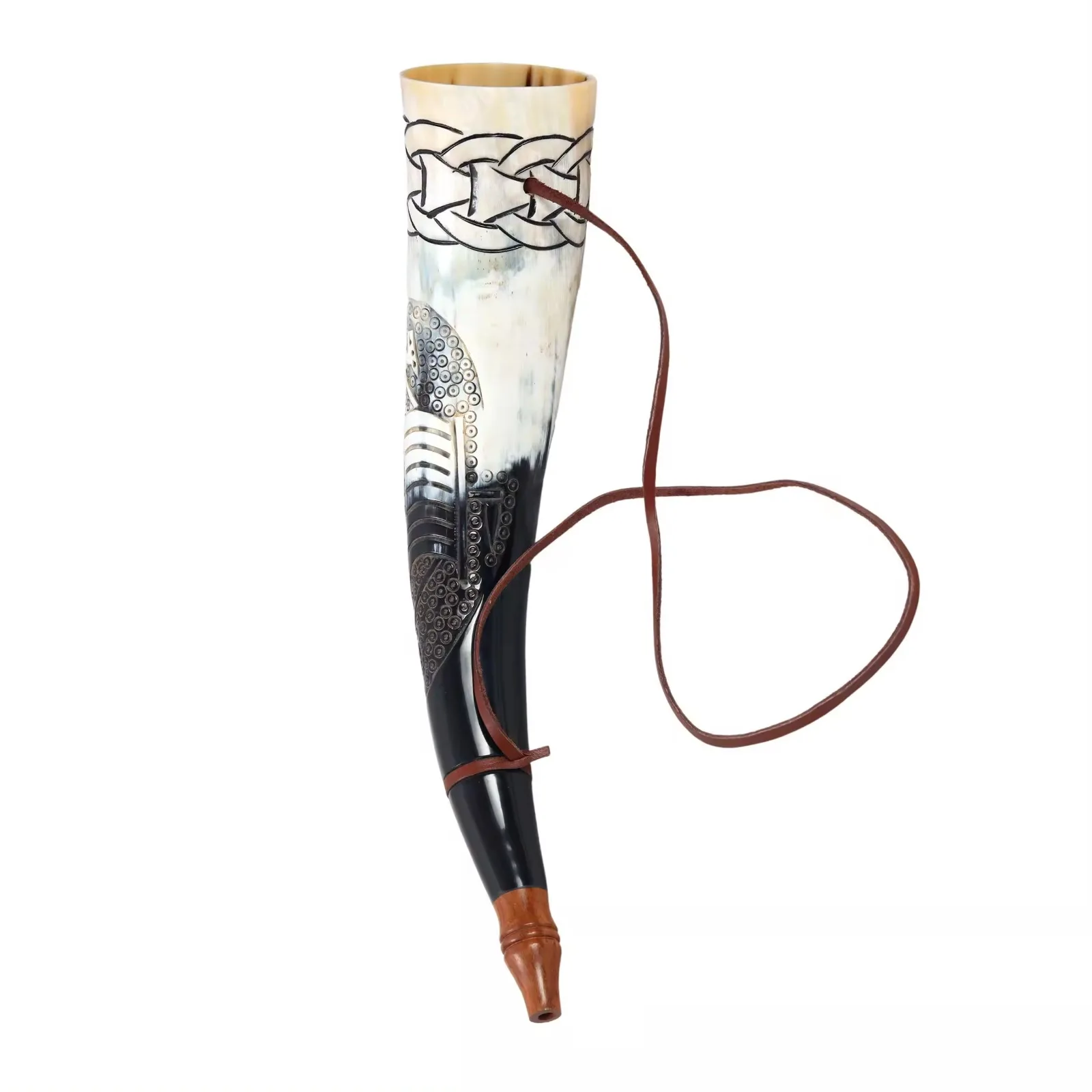 Natural Polished Ram Shofar Horn Indian Handicraft Work of Horn Shofar Crafts for Religious Jewish New Year From India Agate