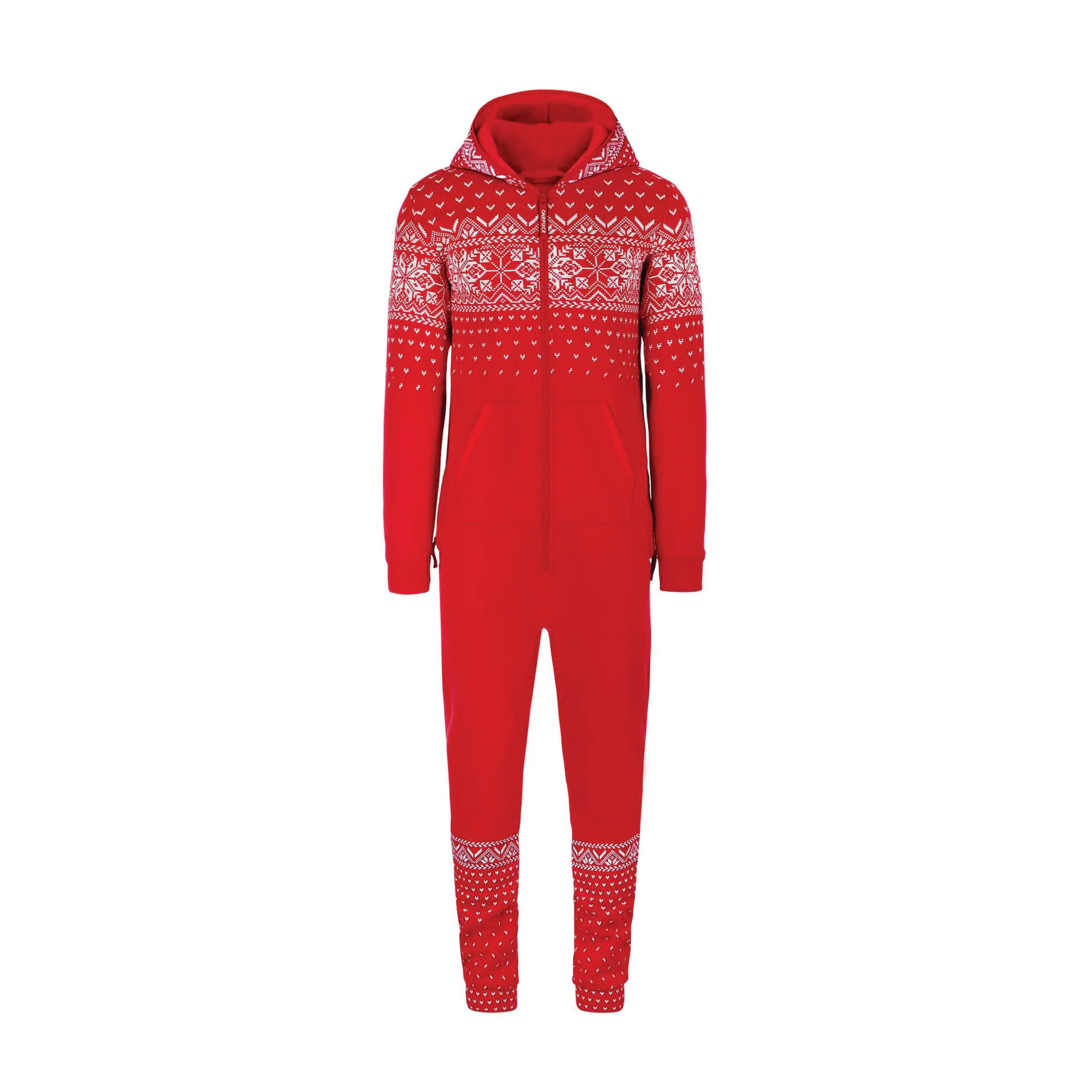 Print Detail and Embroidered Logo 50%Polyester 50%Cotton Side Pockets with Zipper Closure Unisex Breathable Red Alpine Jumpsuit