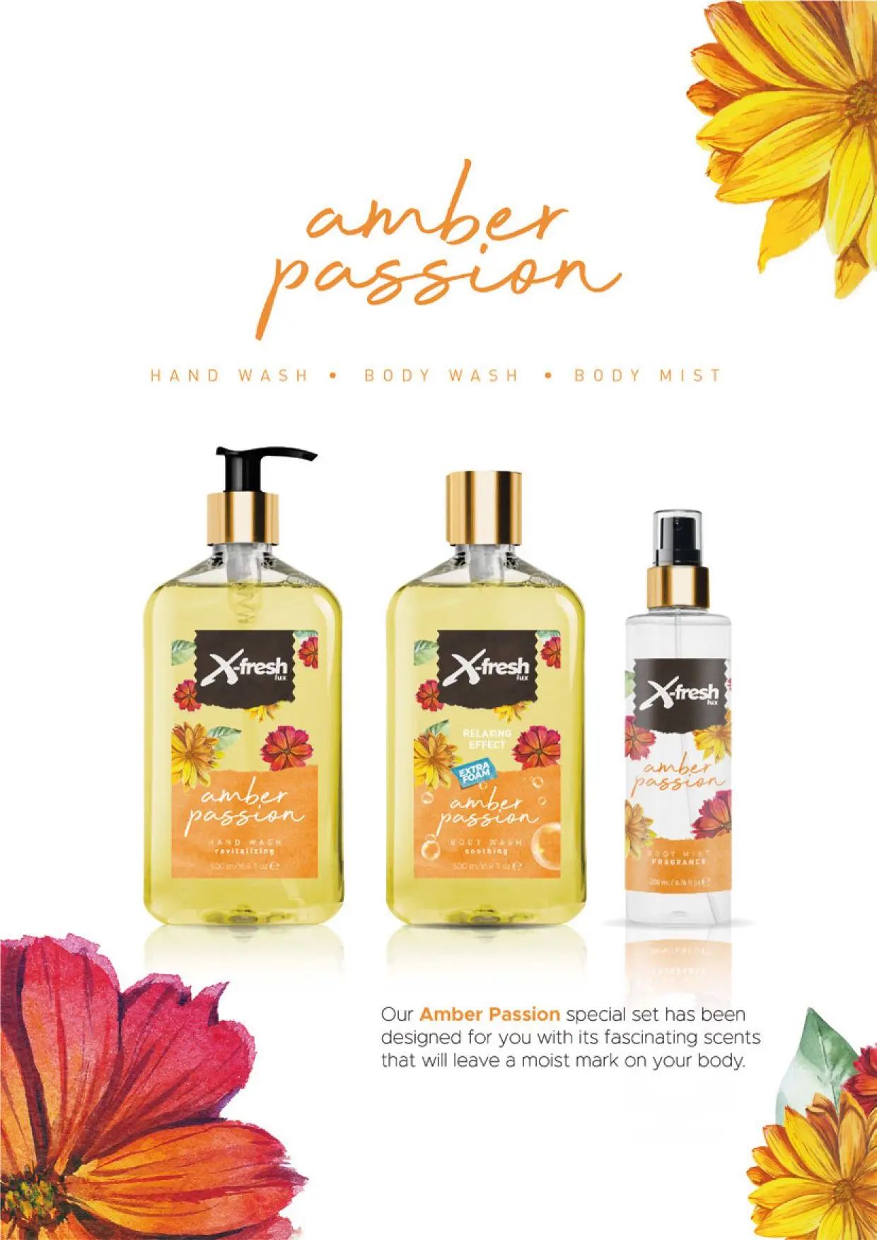 BODY MIST FRAGRANCE AMBER PASSION DAILY  ALL SKIN TYPES  PERFECT CARE  FROM FACTORY READY TO SHIP BEST PRICE QUARANTED