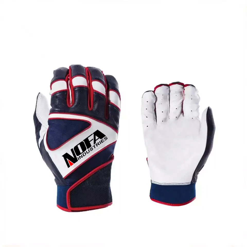 Best Selling Synthetic Leather baseball batting gloves Goat leather batting gloves extra long wrist strap adult batting gloves