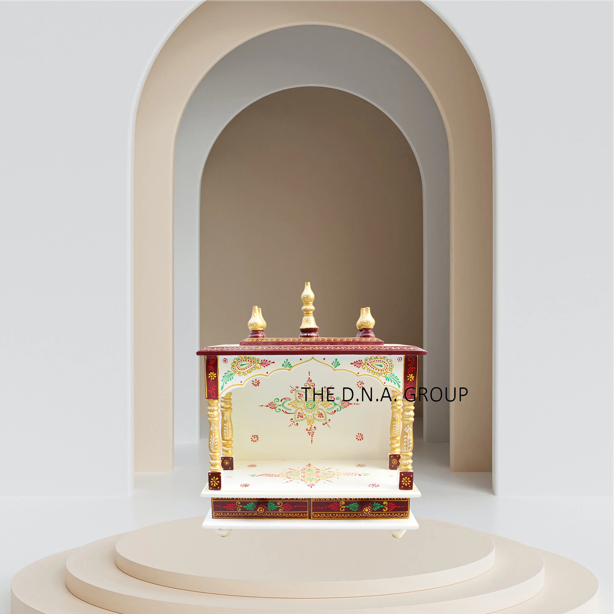 High quality wooden handpainted wooden pooja ghar temple for gift purpose Indian design mandir