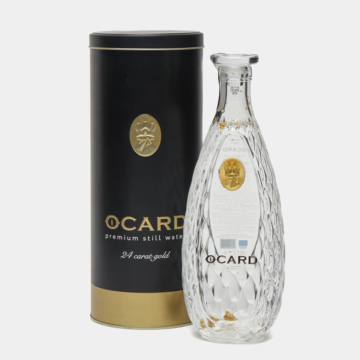Unique premium natural drinking water Ocard 700ml from a special natural area and enriched with pure 24 carat gold