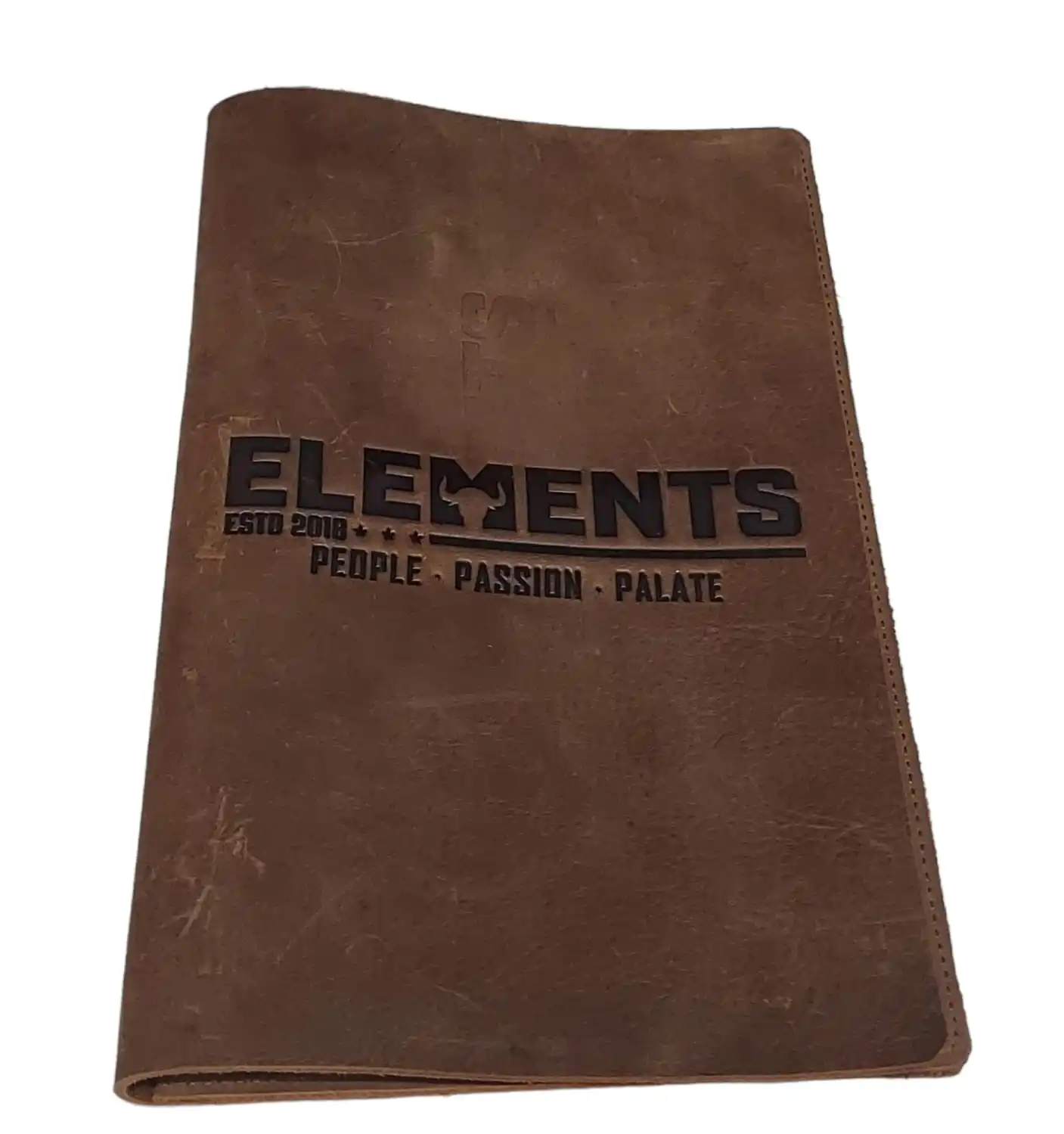 New Design Embossed Cow Leather Menu Covers Durable PU Wood Material Restaurant Menu Folders for Hotels Shops Wine Bars