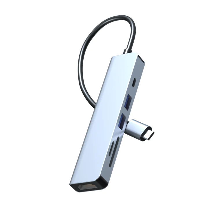 6 In 1 USB C Hub with 4K HDTV SD/TF Card Reader Type C 3.1 To 4K HD Adapter PD Fast Charge for MacBook Notebook Laptop Computer