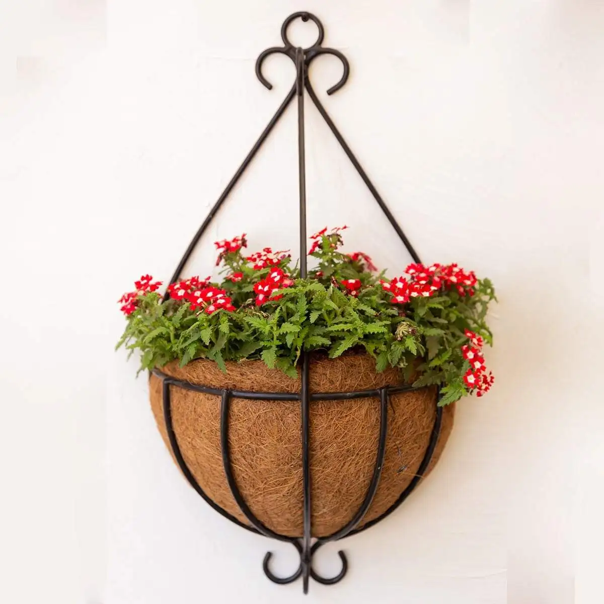 Hanging wire flower basket wrought iron modern design outdoor window decor plants flowers pot garden home yard made in India
