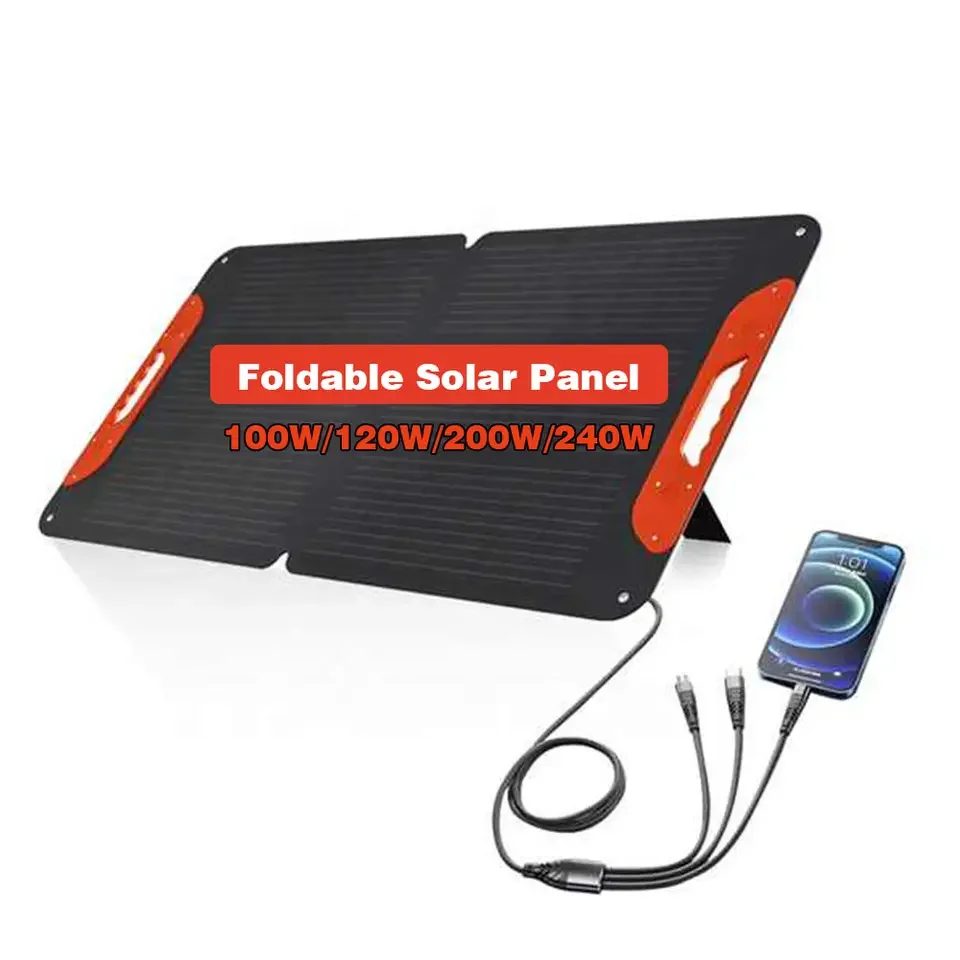 100 200 watt new composite portable foldable solar charger sunpower camping solar cell panel charging station folding solar