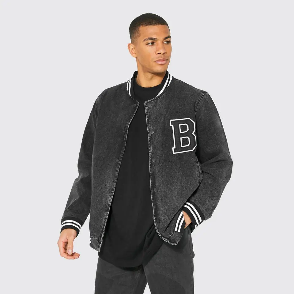 High quality custom wool body leather sleeves bomber Letterman varsity jacket Men Baseball Varsity Jacket