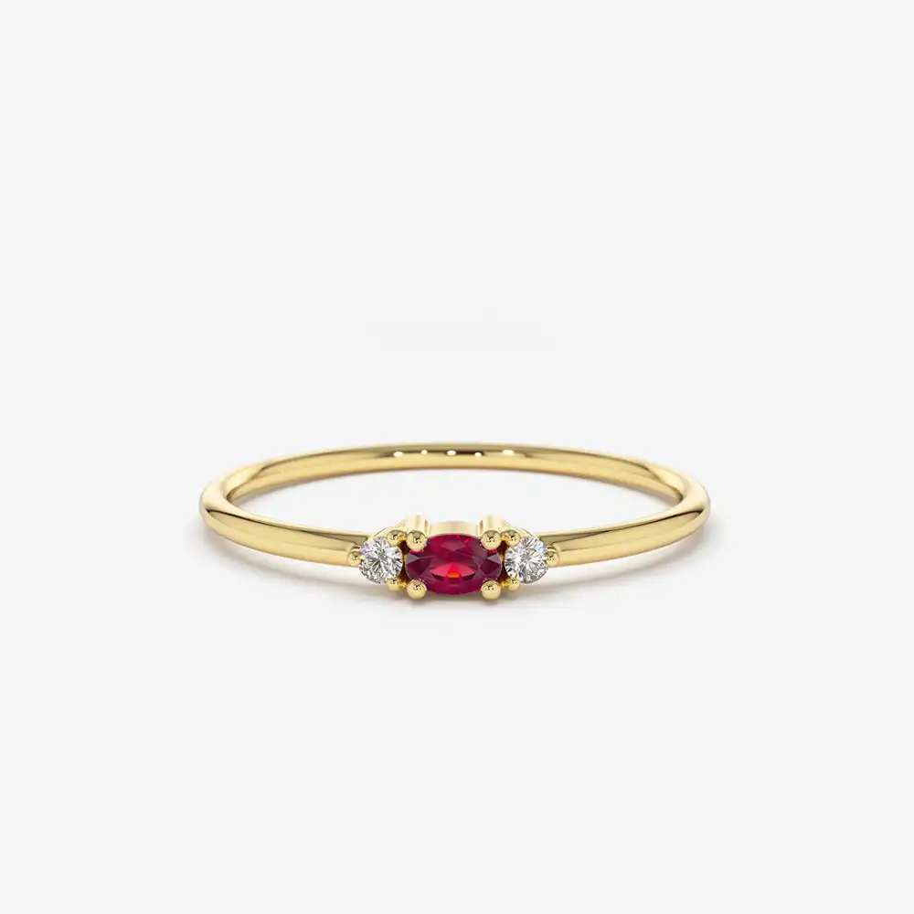 Best Quality Gemstone Cabochon Handmade  Solid 14k Yellow Gold Natural Ruby Stamped Handmade Ring Fine Jewelry