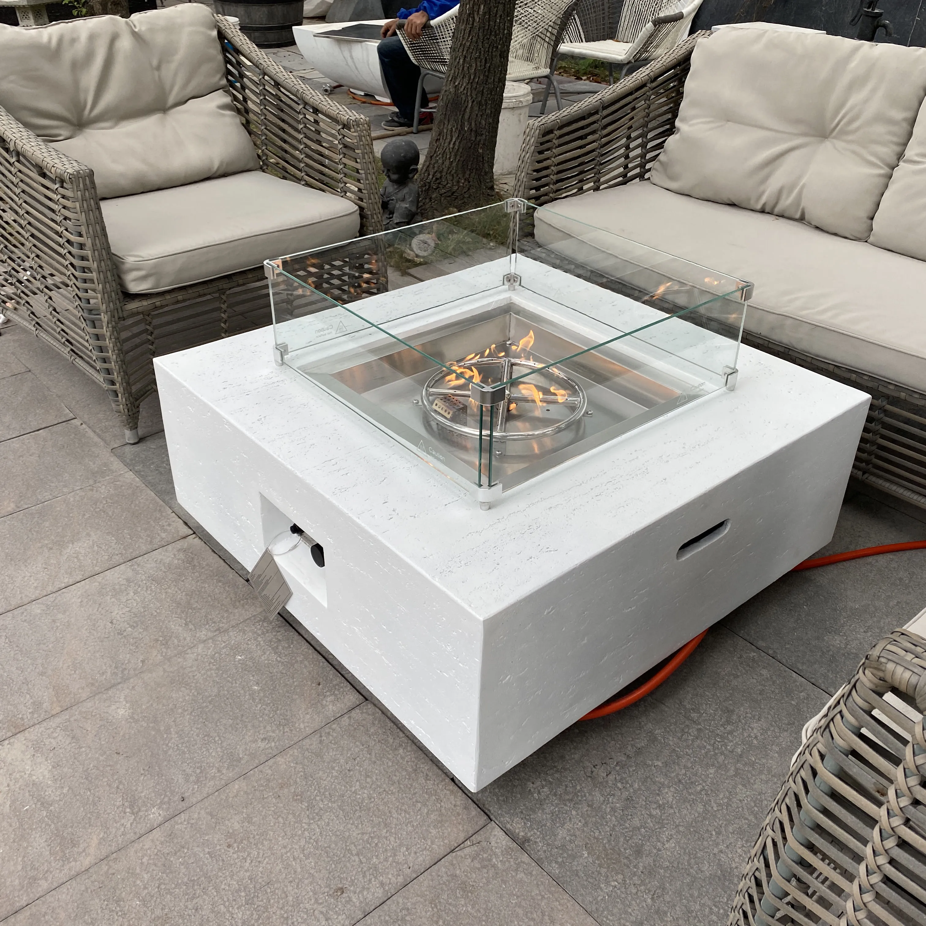 Garden Decoration Concrete fireplace LPG and NG Fire Pits Outdoor Square Fire Table