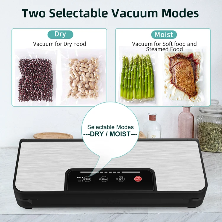 Food Vacuum Sealer with Built-in Cutter and Roll Bag Storage for Dry and Moist Food Preservation Starter Kit for Food Storage