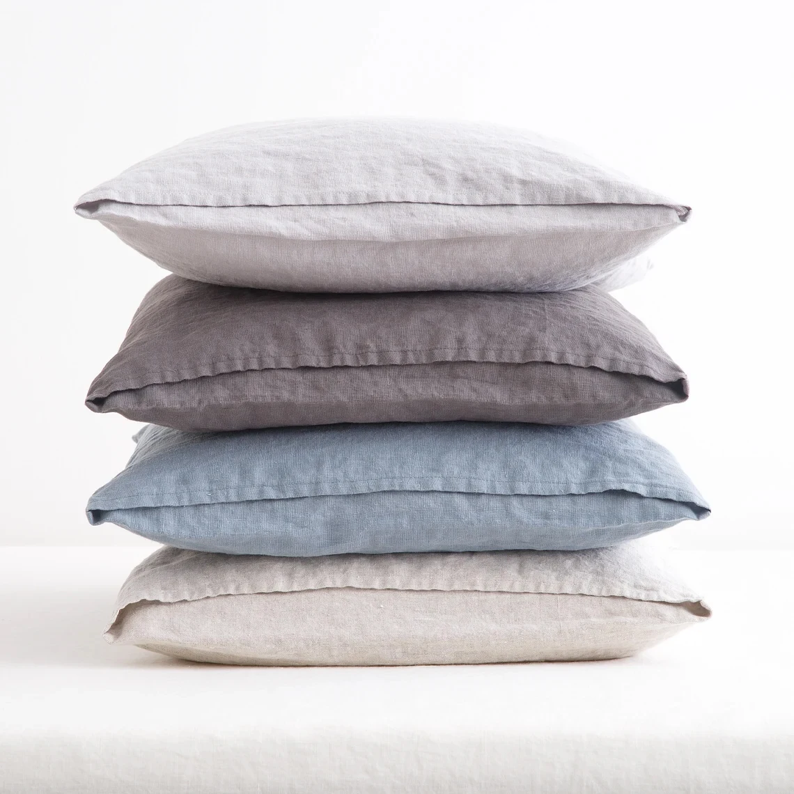 Belgian Linen Rustic Washed Pillowcase Cushion Cover Soft Linen Bed Pillow Frey Edge Natural Raw Linen Rustic Washed Pillow Case