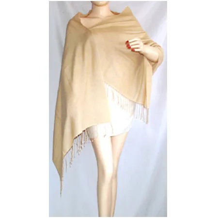 Beige 100% Viscose Pashmina Shawls Rayon Stoles and Scarves for Adults for Autumn Season