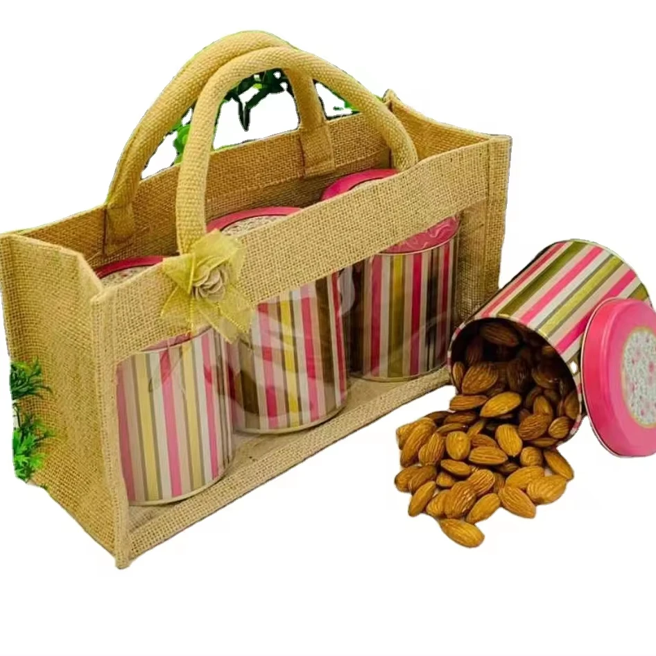 Jute Bag for Shopping, Vegetable, Dry Fruits and Gift with color set 100% bio-degradable and recyclable.