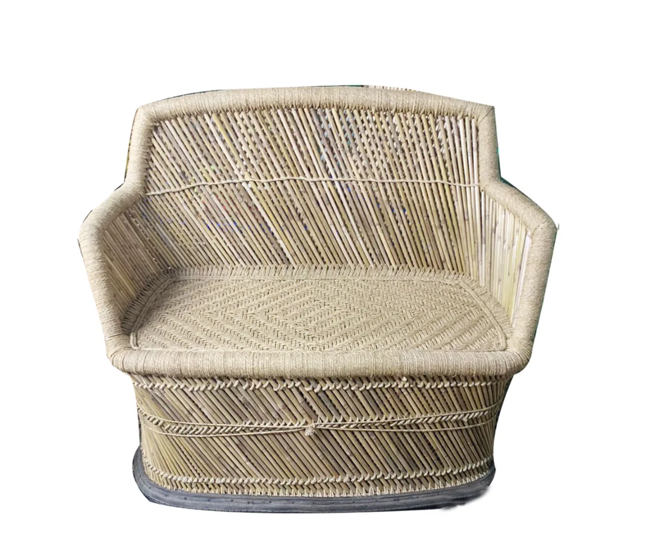 Trendy Bamboo Made handcrafted Living Room Sofa Patio Chair Garden Outdoor Indoor Sofa Couch for Restaurant Pub Cafeteria