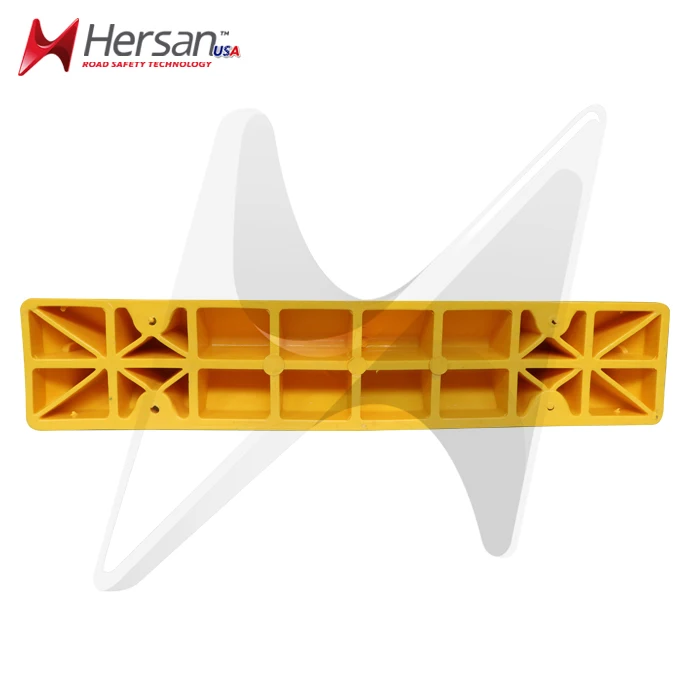 Hersan Traffic Separator Road Divider 30.5' Long Yellow Body Red Reflectors Strong Durable Plastic Road Divider Lane Separator