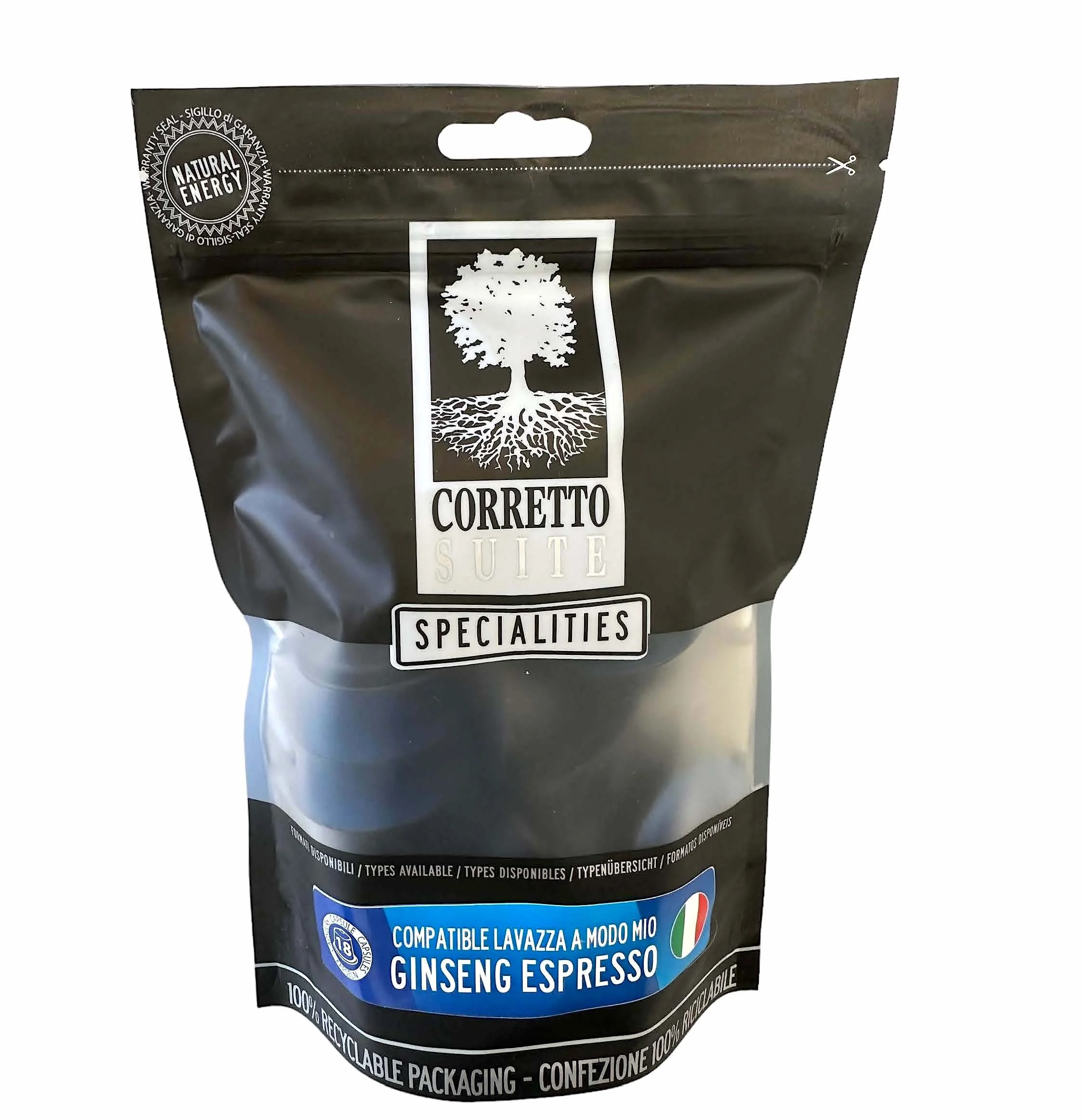 Мешочек из итальянской жареной кофейной смеси Miscela Espresso, 18 капсул, лучший кофе с экстрактом женьшеня