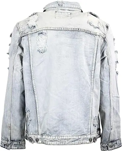 High quality wholesale men street wear ripped Custom Jean jacket Custom printed logo plus size denim jacket for men and women