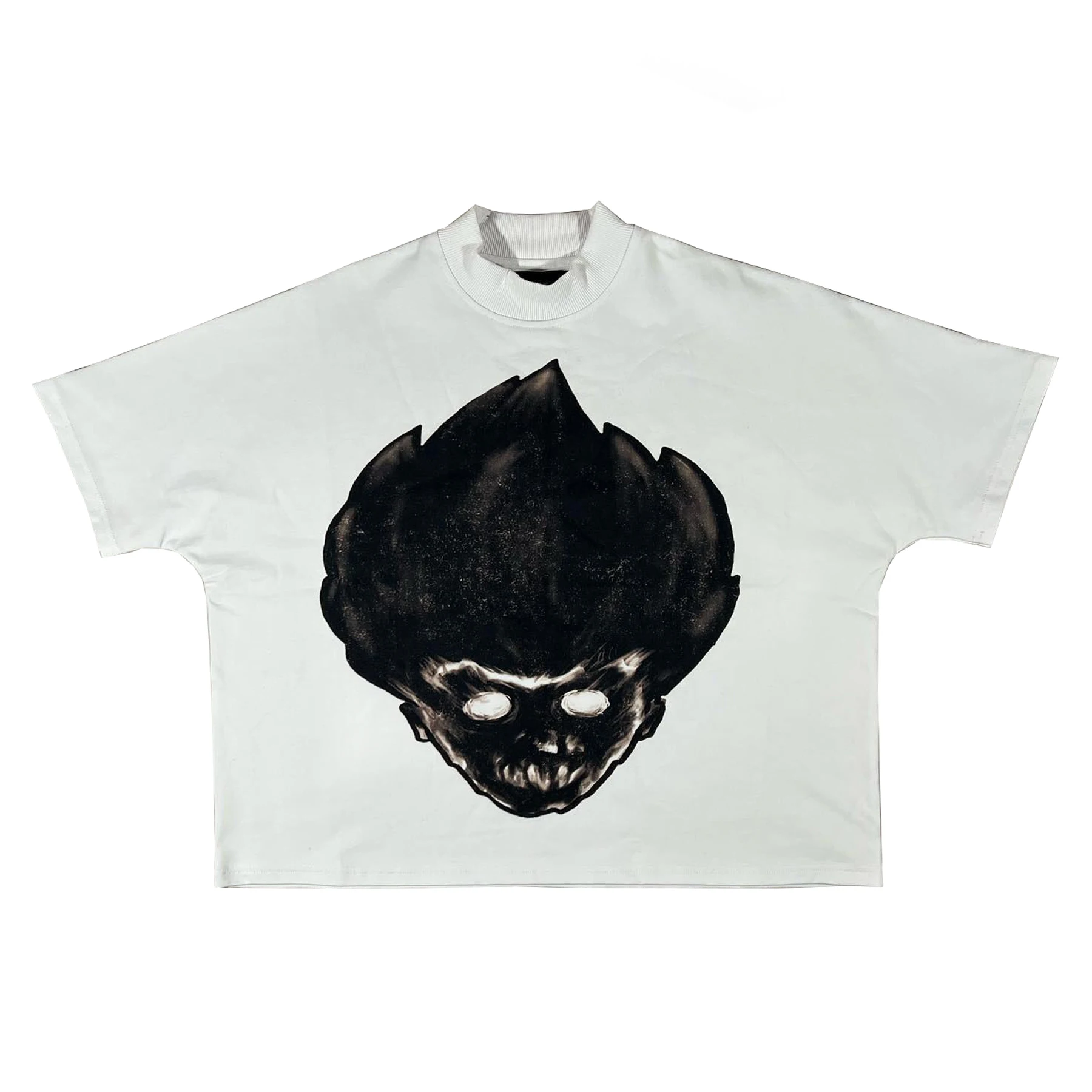 Premium Heavyweight Plus Size 100% Cotton Puff Printed Thermal Boxy T-Shirt Oversized French Terry Acid Wash Cropped T Shirt