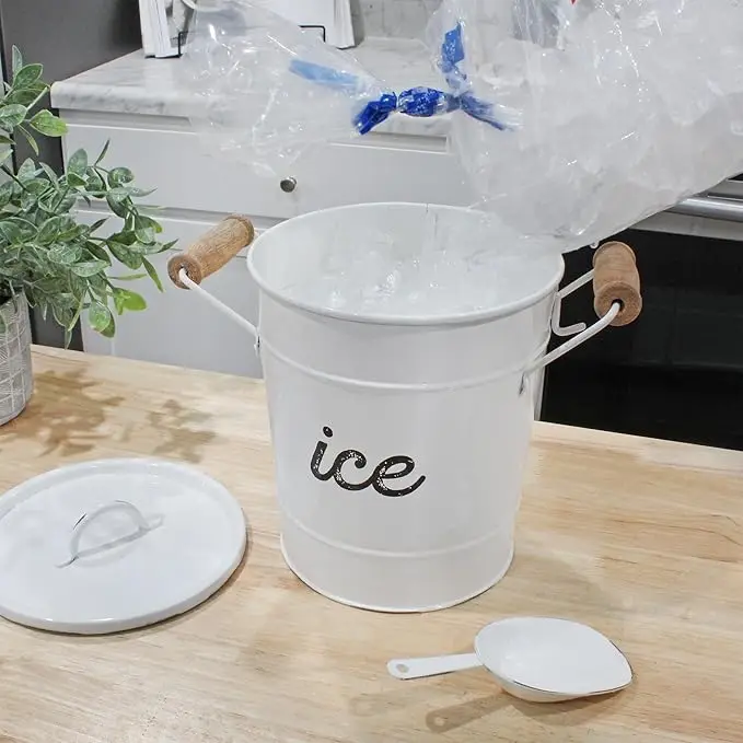 Double-Walled Stainless Steel Insulated Ice Bucket with Lid PC Material Cooler for Cocktail Bar Home Bar Accessories Parties