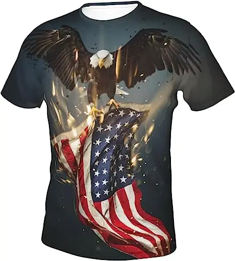t-Shirts for Men 3D Print Patriots United State Flag Shirt Adults with Short Sleeves