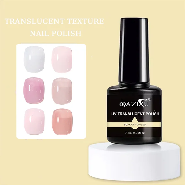 Factory supply 7.5ml Beauty Candy Color UV Gel Nail Polish 6 Colors Transparent Vegan Organic Semi Permanent Nail Gel Polish