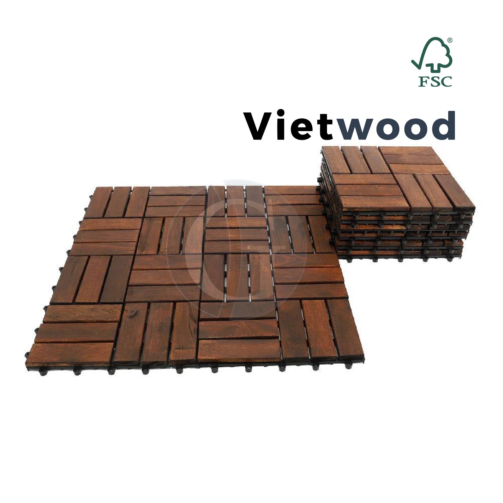 Modern ACacia Wood Deck Tiles from Vietnam Factory Smooth Interlocking Tiles Outdoor Spaces Convenient Tomized Packing Option