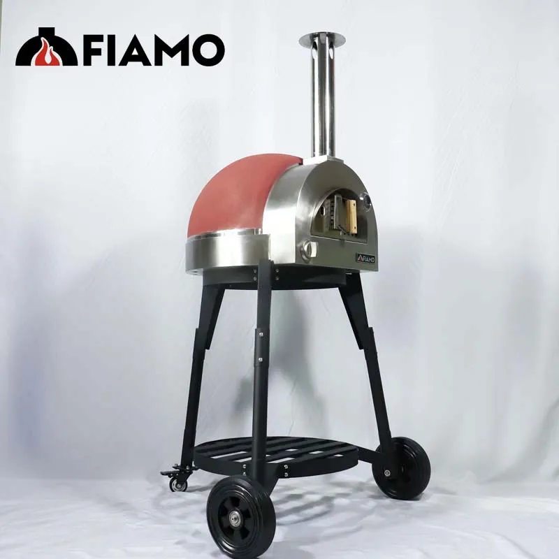 FIAMO MINI Freestanding Ceramic BBQ Grill Korean Style Red Clay Pizza Stove Gas Oven For Pizza Dome With Pizza Stone