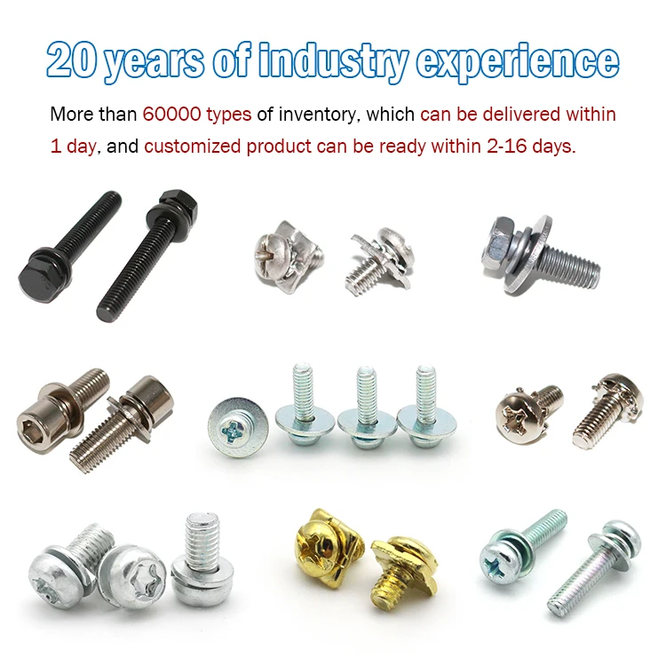 Phillips Pan Head Split Lock washer Narrow Flat Washer Carbon Steel Zinc Plated Coarse Thread Machine Screw SEMS